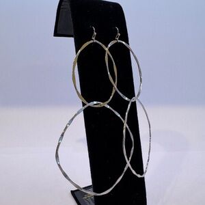 New Silver Double Loop Earrings